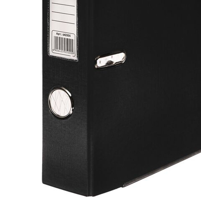 Папка-регистратор А4, 50 мм, Calligrata, ПВХ, тиснение лен , металлическая окантовка, карман на корешок, собранная, черная микс