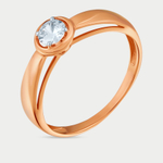 Женское кольцо из розового золота 585 пробы с фианитом (арт. 011521-1102)
