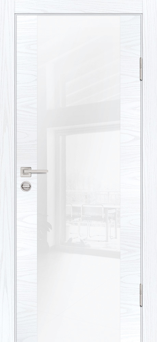 Дверь P-7 / Цвет Дуб скай белый / белоснежный лакобель / Двери PROFILO PORTE