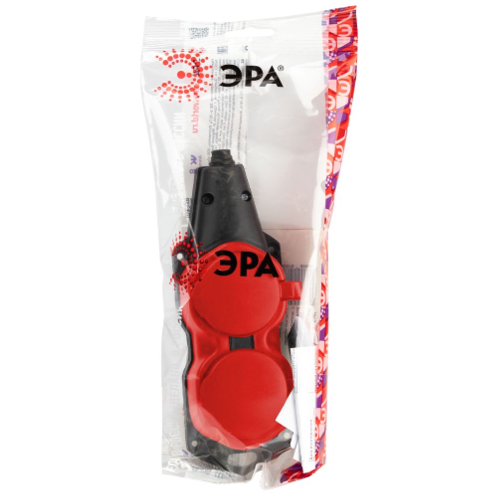 Колодка ЭРА KX-2e-RED-IP44 каучуковая с заземлением 2 розетки 16A IP44 красная | Электротовары