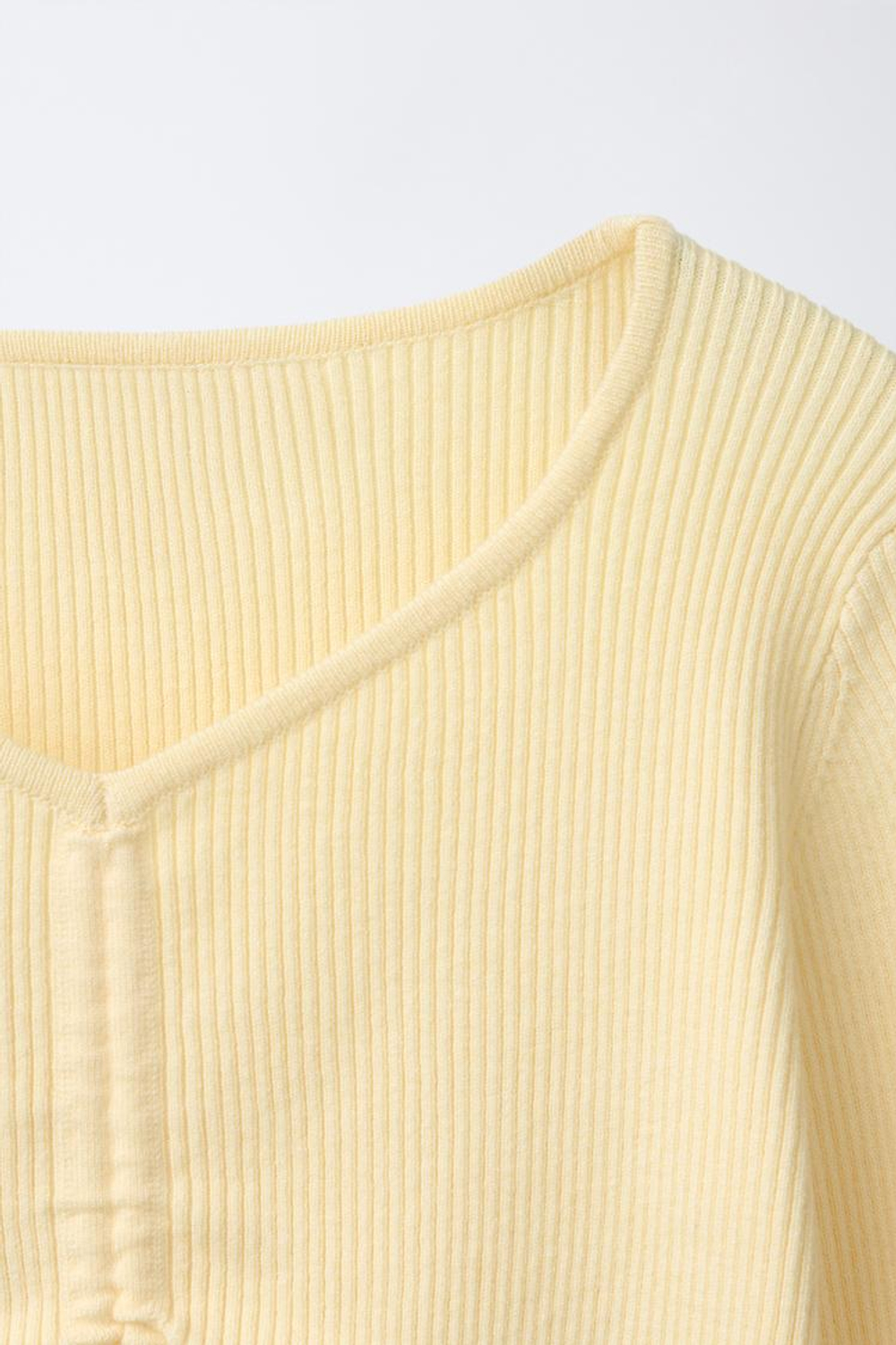 ZARA СВИТЕР В РУБЧИК СО СБОРКАМИ, ЖЕЛТЫЙ