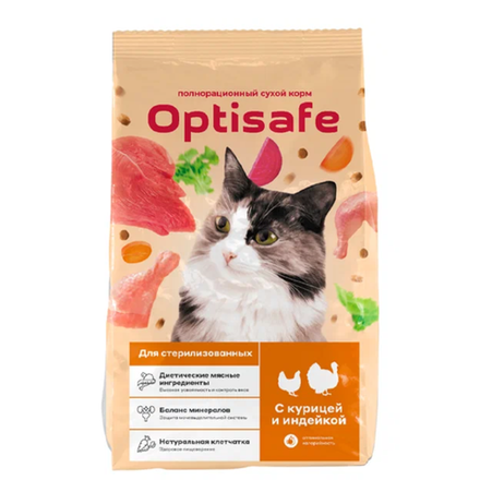 Сухой корм TM Optisafe для стерилизованых кошек с курицей и индейкой 1.3 кг