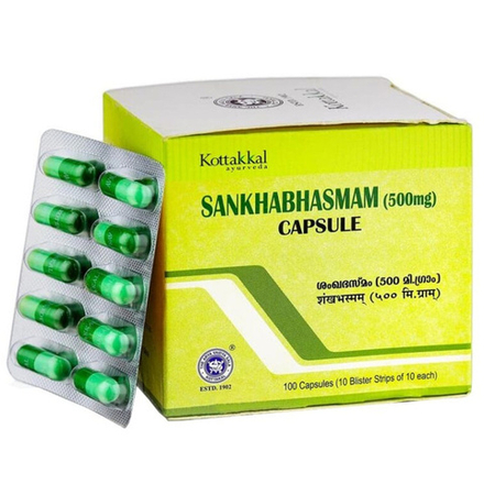 Шанкха Бхасма при дефиците кальция (Sankhabhasmam AVS Kottakka), 100 капсул