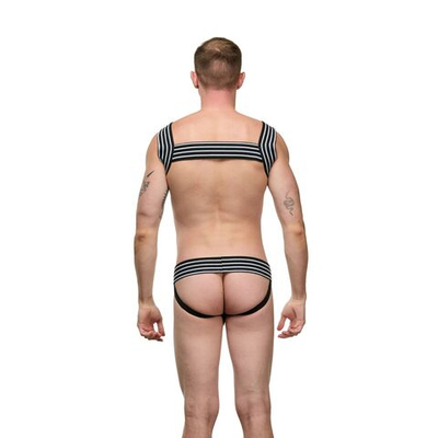 Мужской костюм «Гладиатор» (Размер: L-XL) (Цвет: черный с белым)