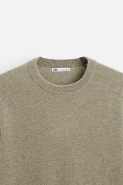 ZARA СВИТЕР ИЗ ЛЕГКОЙ ШЕРСТИ И КАШЕМИРА, СВЕТЛО-ЗЕЛЕНЫЙ