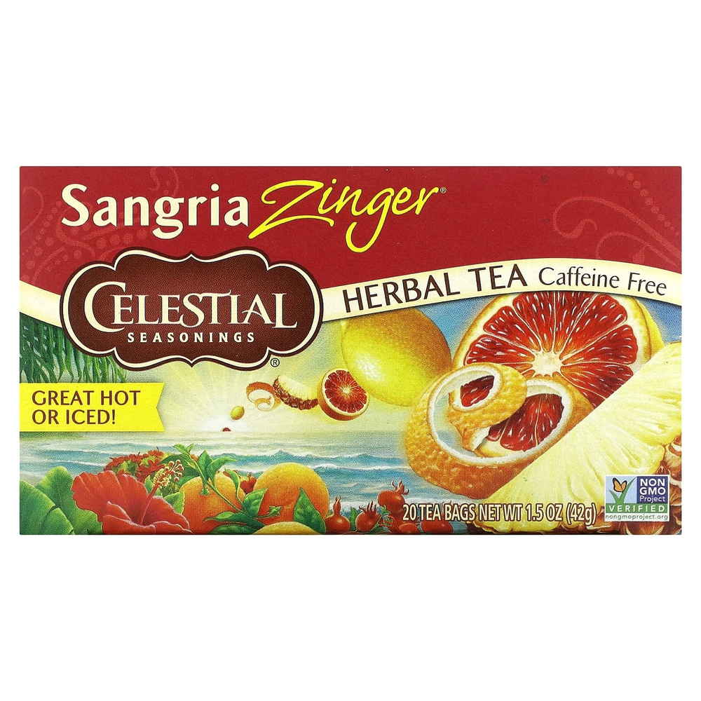 Celestial Seasonings, Herbal Tea, Sangria Zinger®, без кофеина, 20 чайных пакетиков, 42 г (1,5 унции)