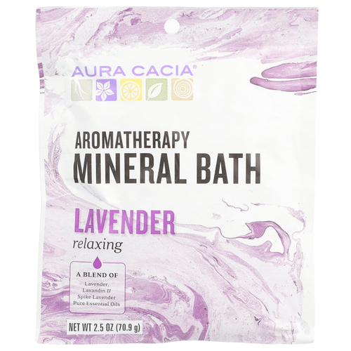 Aura Cacia, Aromatherapy Mineral Bath, расслабляющая лаванда, 70,9 г (2,5 унций)