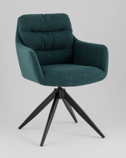 Стул обеденный поворотный Amy сине-зеленый букле