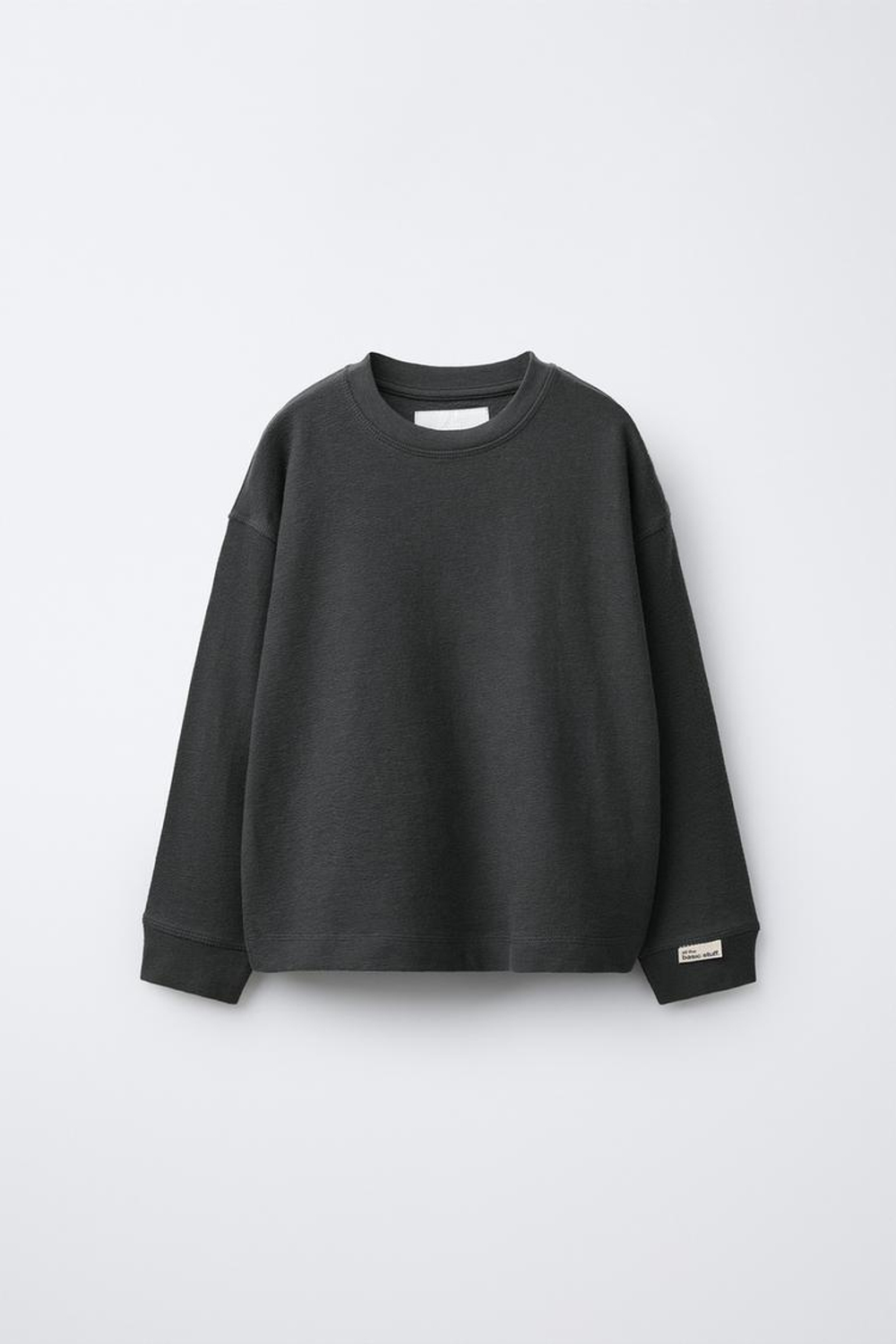 ZARA ФУТБОЛКА ИЗ РЕЛЬЕФНОЙ ТКАНИ, АНТРАЦИТОВО-СЕРЫЙ