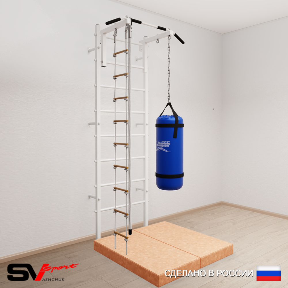 Шведская стенка Sv Sport 5146 (Турник стандарт/Канат/Лестница/Цепь/Мешок 22кг/Мат 1м)