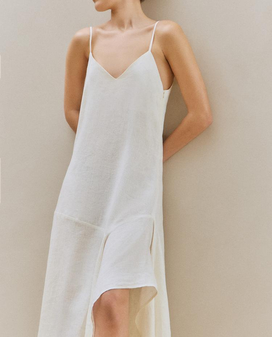 ZARA HOME АСИММЕТРИЧНОЕ ПЛЯЖНОЕ ПЛАТЬЕ, ЭКРЮ