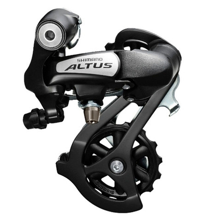 Переключатель задний, SHIMANO, ALTUS, RD-M310-L, 7/8 ск, под петух, подвод - обратный, черный