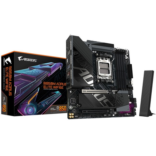 Материнская плата GIGABYTE B850M AORUS ELITE WIFI6E (AM5/AMD B850/2xDDR5/2xPCI-Ex16/2xM.2/SB/Wi-Fi/BT/GLAN/DP/HDMI/mATX)