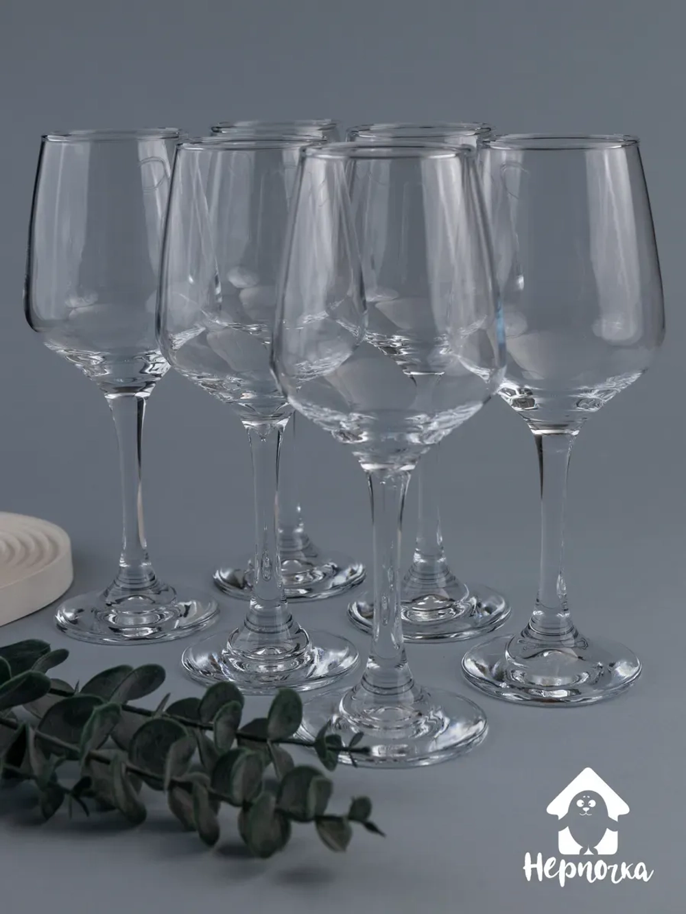 Набор бокалов для вина, 365 мл, 6 шт. с золотой каймой