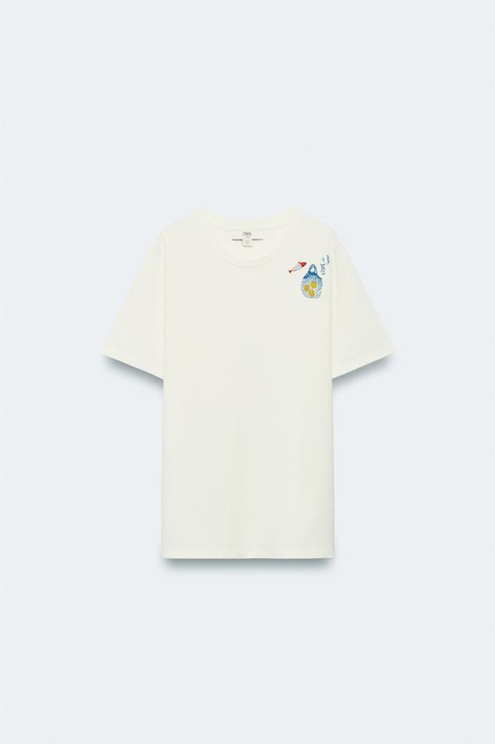 ZARA ФУТБОЛКА С ВЫШИВКОЙ СПЕРЕДИ - LIMITED EDITIO, ЭКРЮ