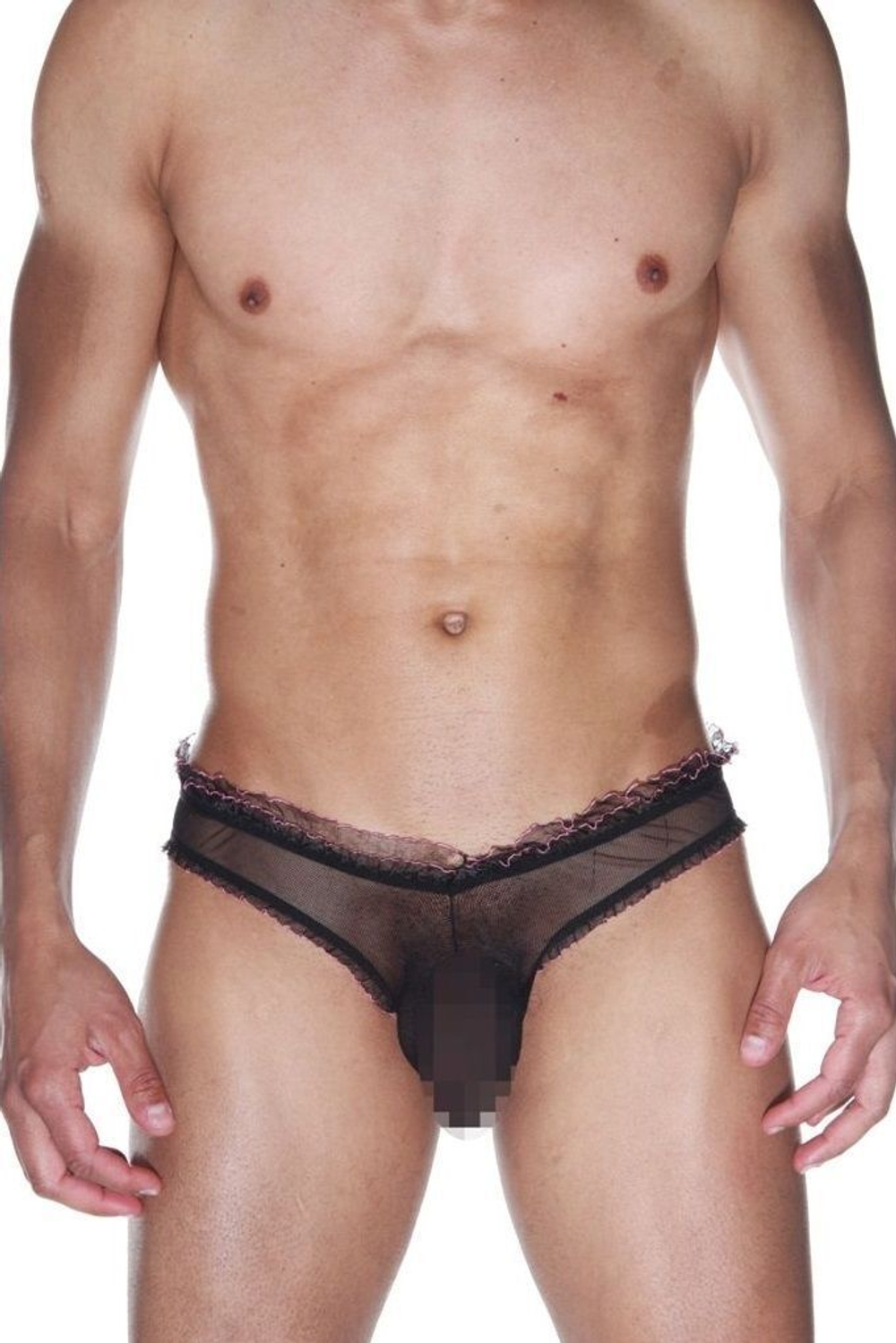 Мужские полупрозрачные трусы-слипы (Размер: S-M) (Цвет: черный)