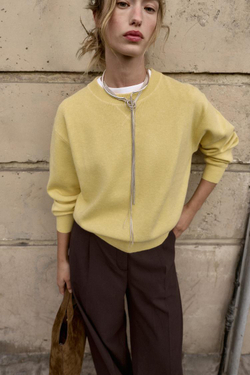 ZARA ОДНОТОННЫЙ СВИТЕР, МЯГКИЙ ЖЕЛТЫЙ