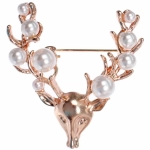 Брошь новогодняя «Gold Podarok - Оленёнок с жемчужинками», 5*4см