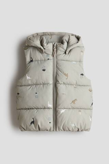 H&M Пуховый жилет с капюшоном, светло-зеленый