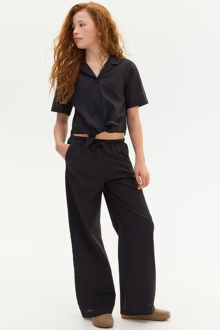 H&M Брюки из смесового льна, темно-серый
