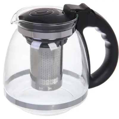 Чайник заварочный стеклянный 1500мл «Элегант», цвет черный