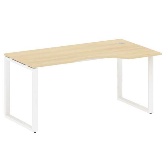 Metal System Стол криволинейный правый на О-образном м/к БО.СА-1 (R) Акация Лорка/Металл Белый 1600*