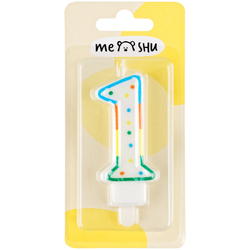 Свеча для торта с держателем MESHU "Цифра 1", 8,5см, блистер