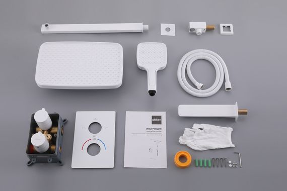 Душевая система ABBER Weiss Insel AF8050W скрытого монтажа с изливом, термостат, белый