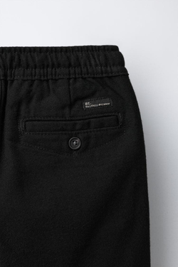 ZARA БРЮКИ ЧИНОС ИЗ МЯГКОЙ ТКАНИ, ЧЕРНЫЙ