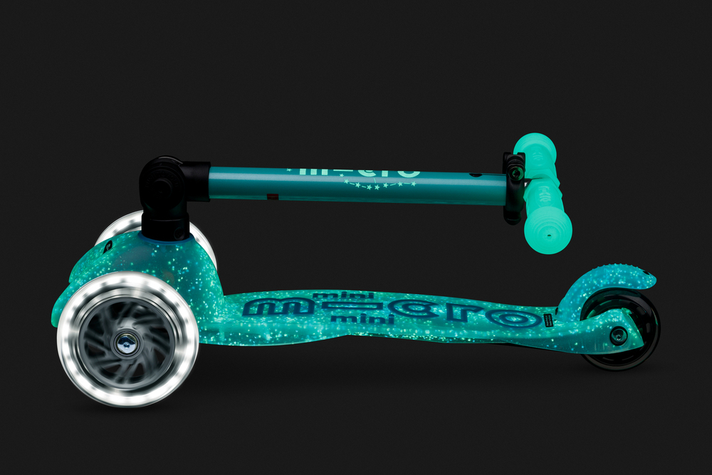 Самокат Mini Micro Deluxe Orion LED складной, голубой