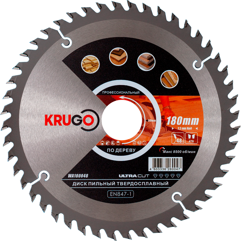 Пильный диск KRUGO 180x2,2/1,4x48Tx30mm, WA180048
