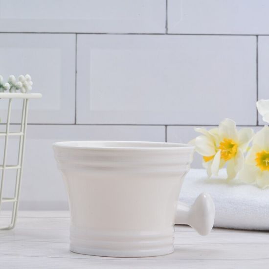 Чаша для бритья с ручкой Yaqi из АБС-пластика белая