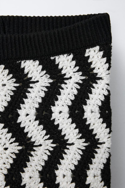 ZARA ВЯЗАНЫЕ БРЮКИ, ЭКРЮ/ЧЕРНЫЙ