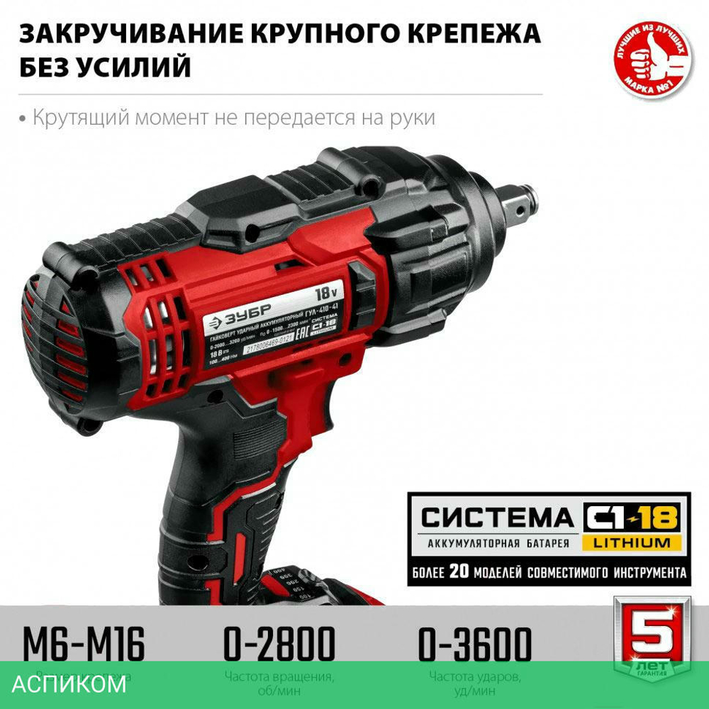 Гайковерт Зубр ГУЛ-410-41 кейс
