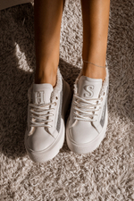 Зимние комбинированные кеды из натуральной кожи