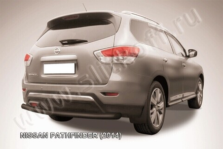 Защита заднего бампера Nissan Pathfinder (2012-2017) d76 серебристая