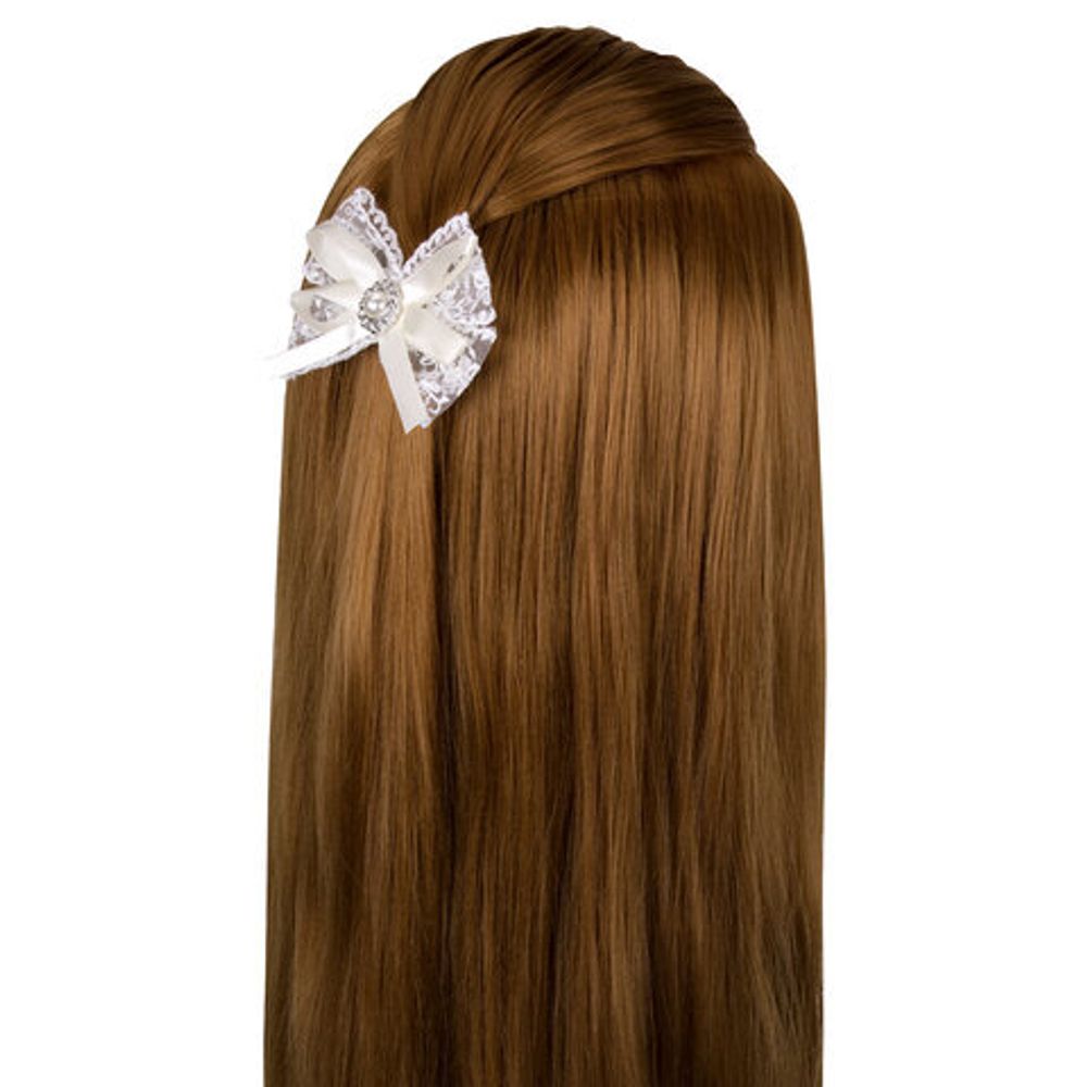 Бант для волос НАБОР 2 шт. и 1 шт., 10х8 см, на заколке, белый, АССОРТИ, MONTE VITA, 457119