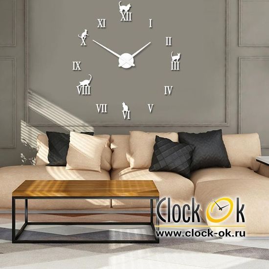 Настенные 3D часы Charm Cat