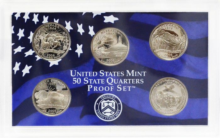 Официальный годовой набор квотеров США 2006 Proof (5 монет) с сертификатом