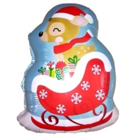 Шар с клапаном (15"/38 см) Мини-фигура, Новогодний олененок 1 шт.