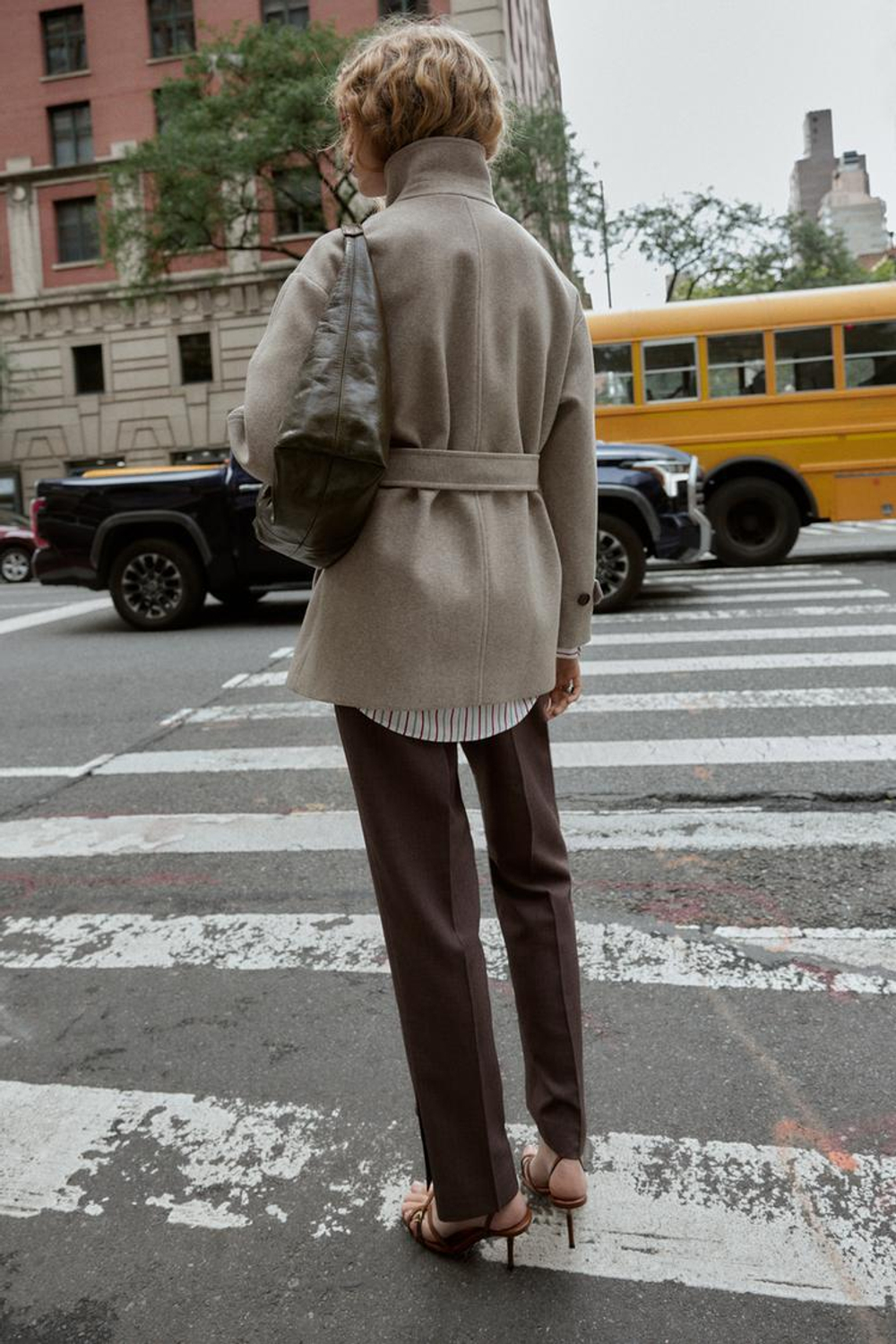 ZARA ПОЛУПАЛЬТО С ПОЯСОМ, БЕЖЕВЫЙ