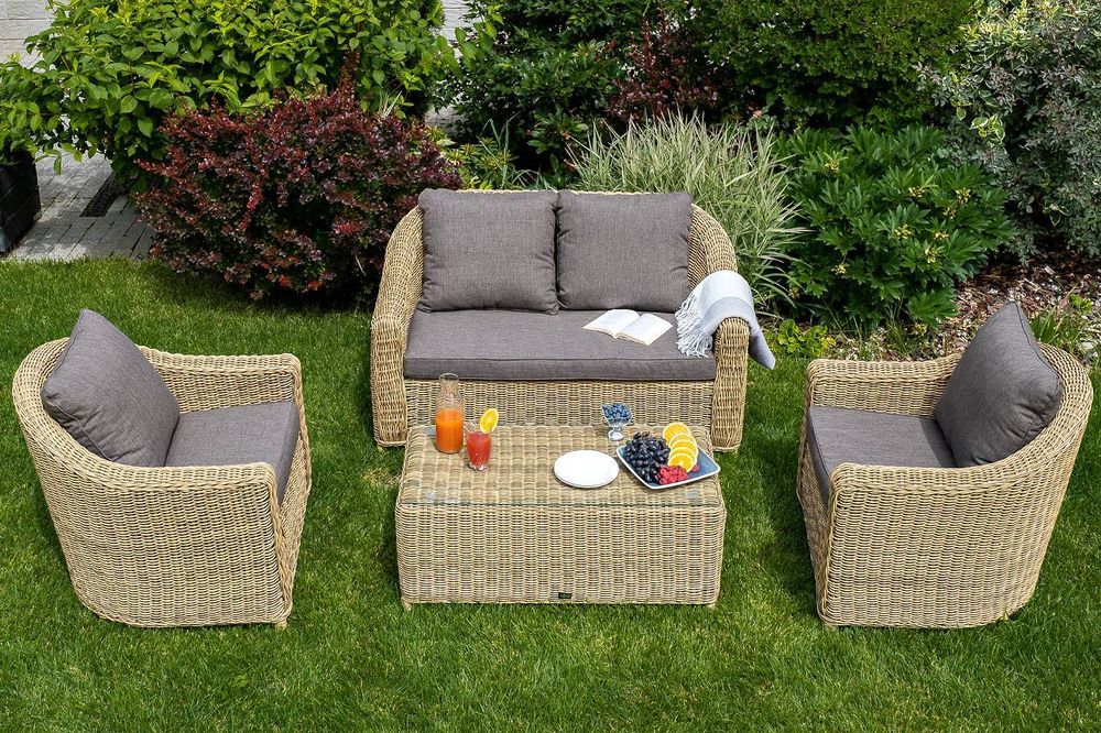 "Кон Панна" лаунж-зона из искусственного ротанга, цвет соломенный