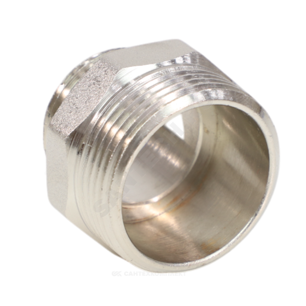 Ниппель латунь никель переходной Ду 32х25 (1 1/4"х1") НР VALFEX VF.580.N.114.100