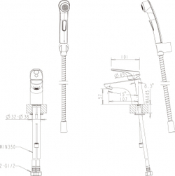 Смеситель для умывальника с гигиеническим душем Bravat Drop-D