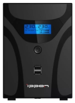 ИБП Ippon Smart Power Pro II 2200, 1600VA, 1200Вт, AVR 162-290В, 6(2)хС13, управление по USB/RS-232, RJ-45, LCD