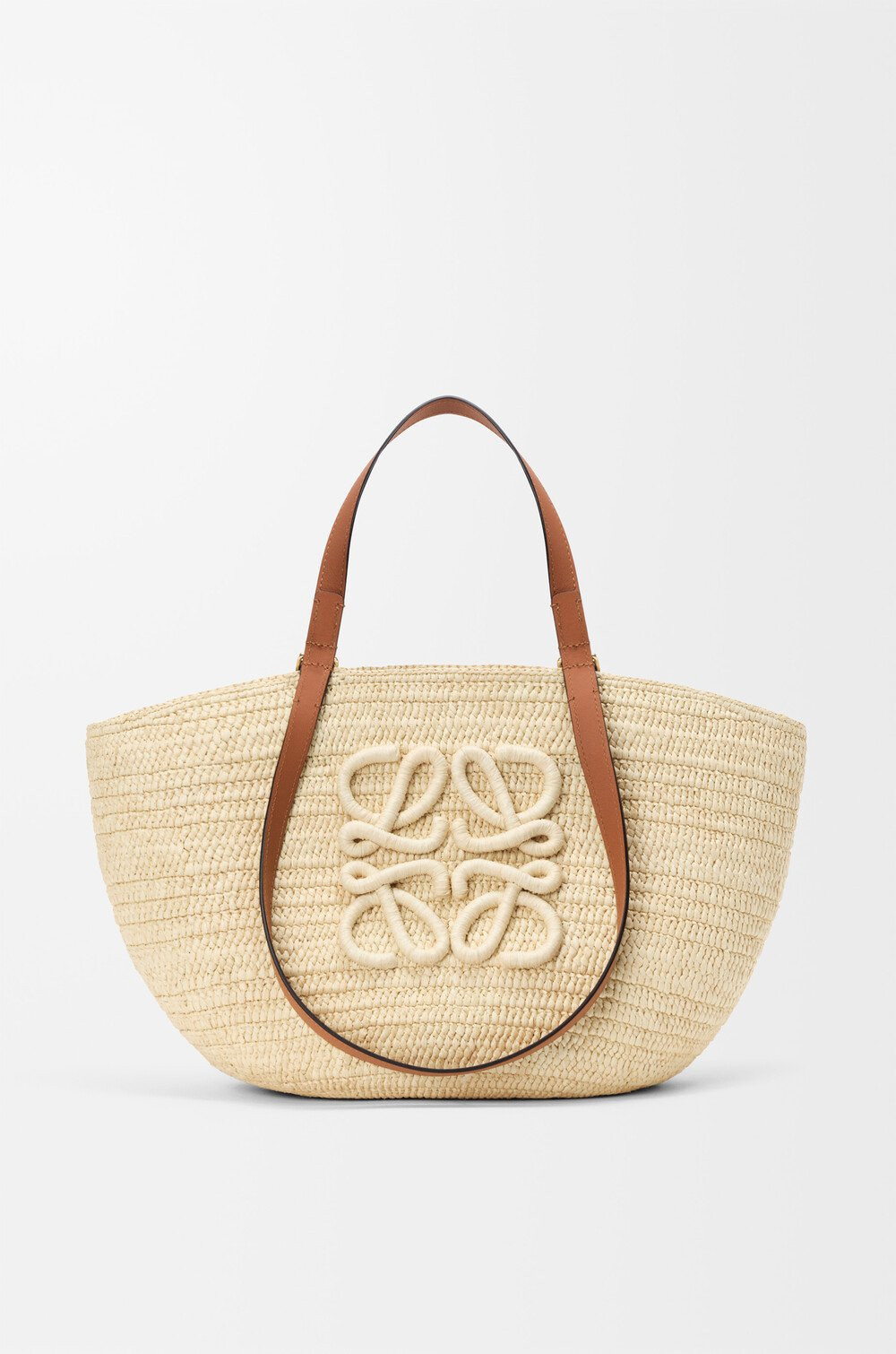 Loewe Средняя сумка-корзина Eclipse из рафии и телячьей кожи, натуральный/коричневый
