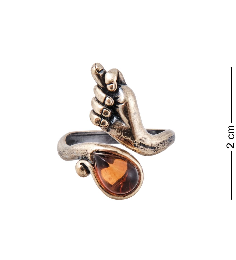 AM-3954 Кольцо «Дуля» (латунь, янтарь)