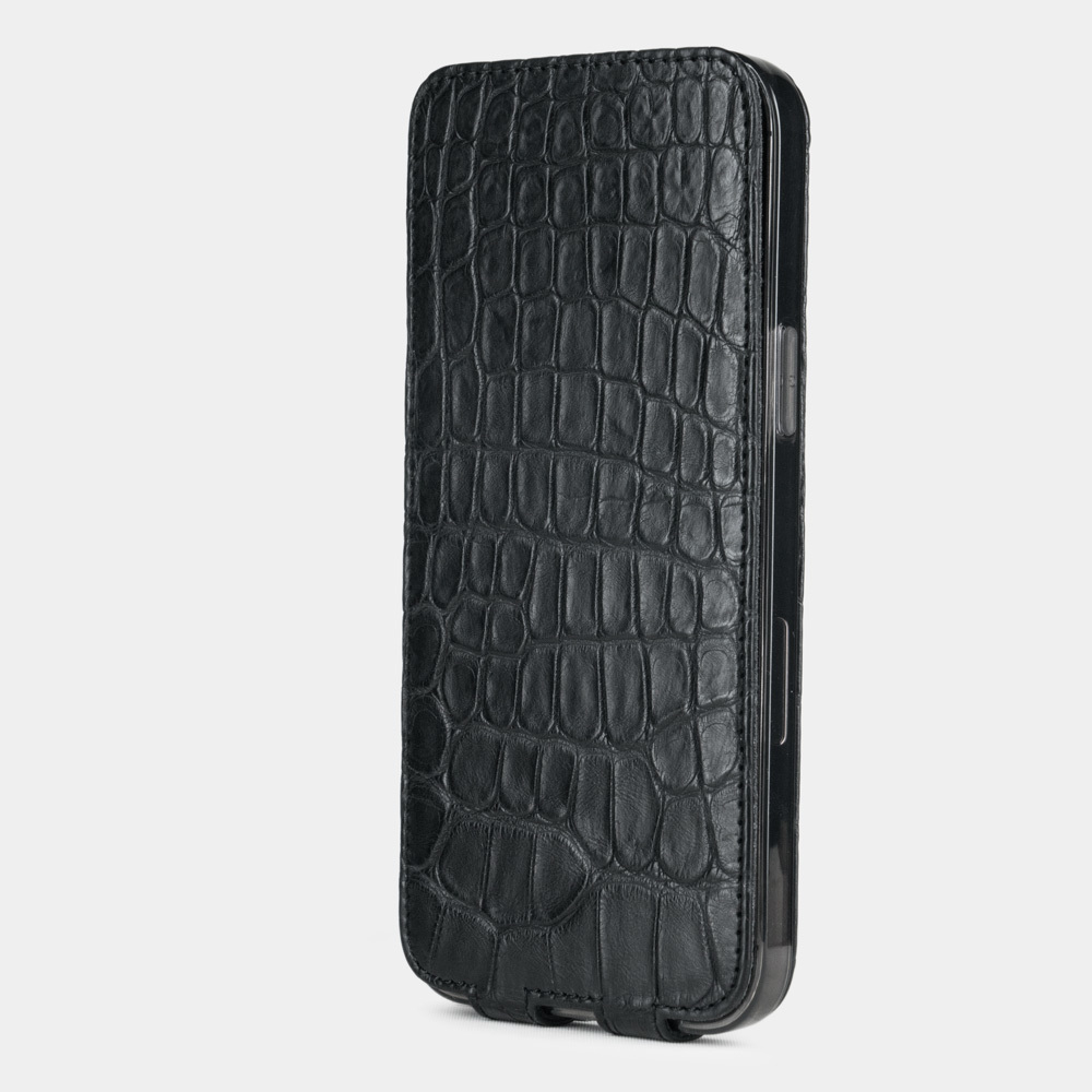 Чехол кожаный для iPhone 12 Pro Max черного цвета