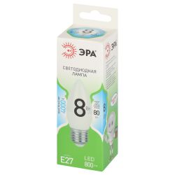 Лампа светодиодная ЭРА GREEN LINE LED B35-8W-840-E27 GL 8Вт свеча яркий белый свет E27