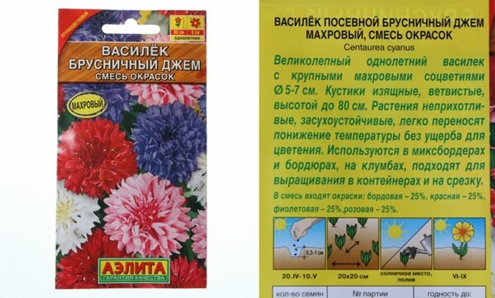 Семена Василек Брусничный джем махровый, смесь окрасок 0,3г 571633 (2 шт.)